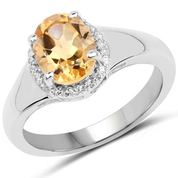 Pierścionek z cytrynem i kryształami górskimi