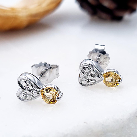 Kolczyki serce z cytrynami kulki Srebro 925