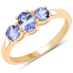 Zaręczynowy pierścionek srebrny pozłacany z tanzanitami