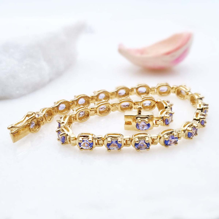 Pozłacana bransoletka damska z tanzanitami Srebro 925
