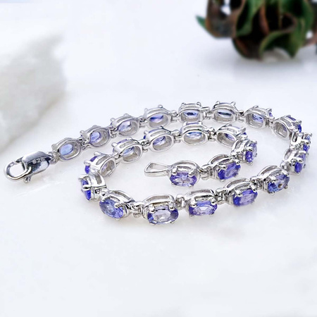 Srebrna bransoletka damska z tanzanitami