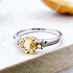 Pierścionek srebro 925 Cytryn naturalny