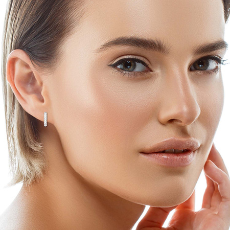 Kolczyki srebrne z 14 diamentami bigiel zamknięty