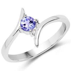 Pierścionek z kulką Niebieskie oczko z tanzanitu Srebro 925