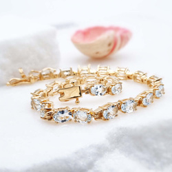 Akwamaryn Bransoletka pozłacana Srebro 925