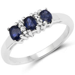 Pierścionek srebrny z szafirami i diamentami