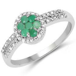 Srebrny pierścionek zaręczynowy szmaragd i kryształ górski