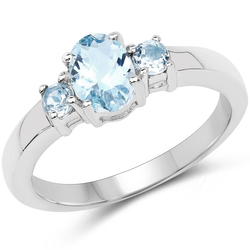 Srebrny pierścionek dla dziewczyny z topazami niebieskimi