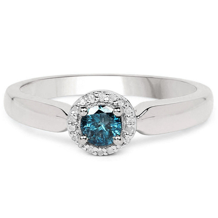 Pierścionek zaręczynowy z diamentem niebieskim